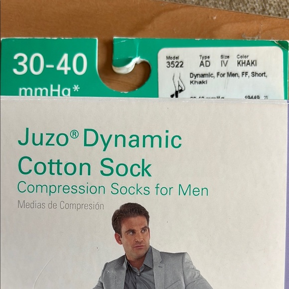 Juzo Dynamic Cotton Sock for Men 30-40 mmHg khaki size IV - Picture 2 of 7
